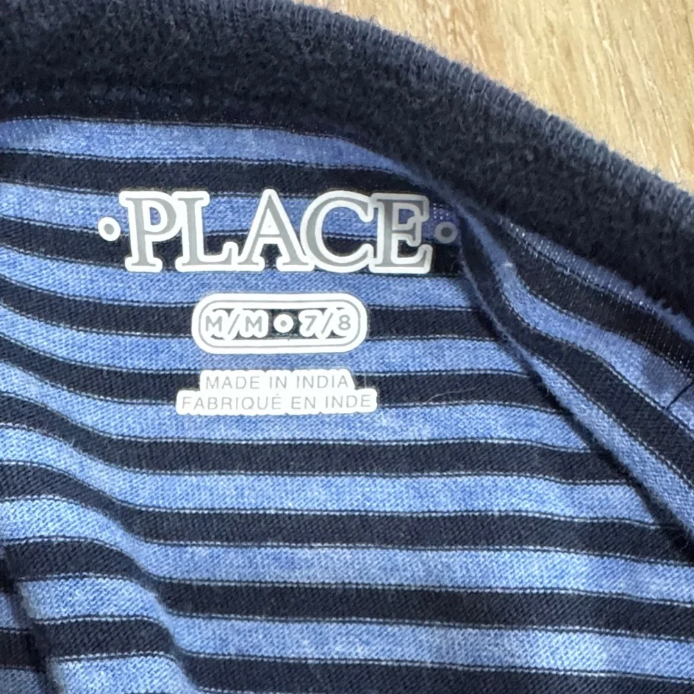 The Children's Place Navy Blue and Light Blue Striped Long Sleeve Tee